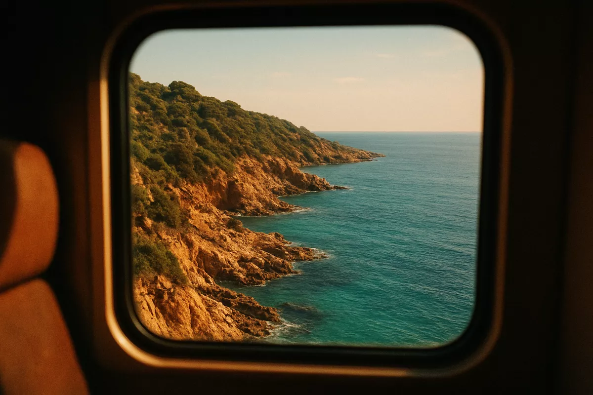 De Côte d’Azur langs het raam